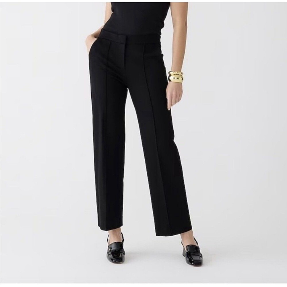 J Crew Black Wide Leg Italian Ponte Pants Size 14